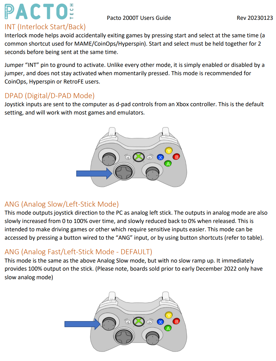 Pacto Tech 2000T- 2 Player Control Interface for Arcade Cabinets (Supports Xinput Protocol)