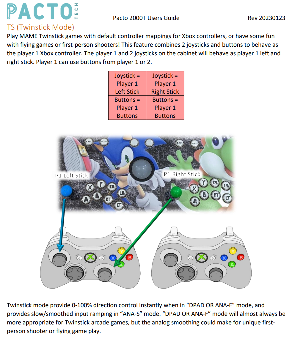 Pacto Tech 2000T- 2 Player Control Interface for Arcade Cabinets (Supports Xinput Protocol)