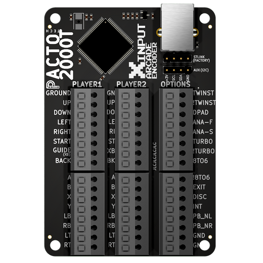 Pacto Tech 2000T- 2 Player Control Interface for Arcade Cabinets (Supports Xinput Protocol)