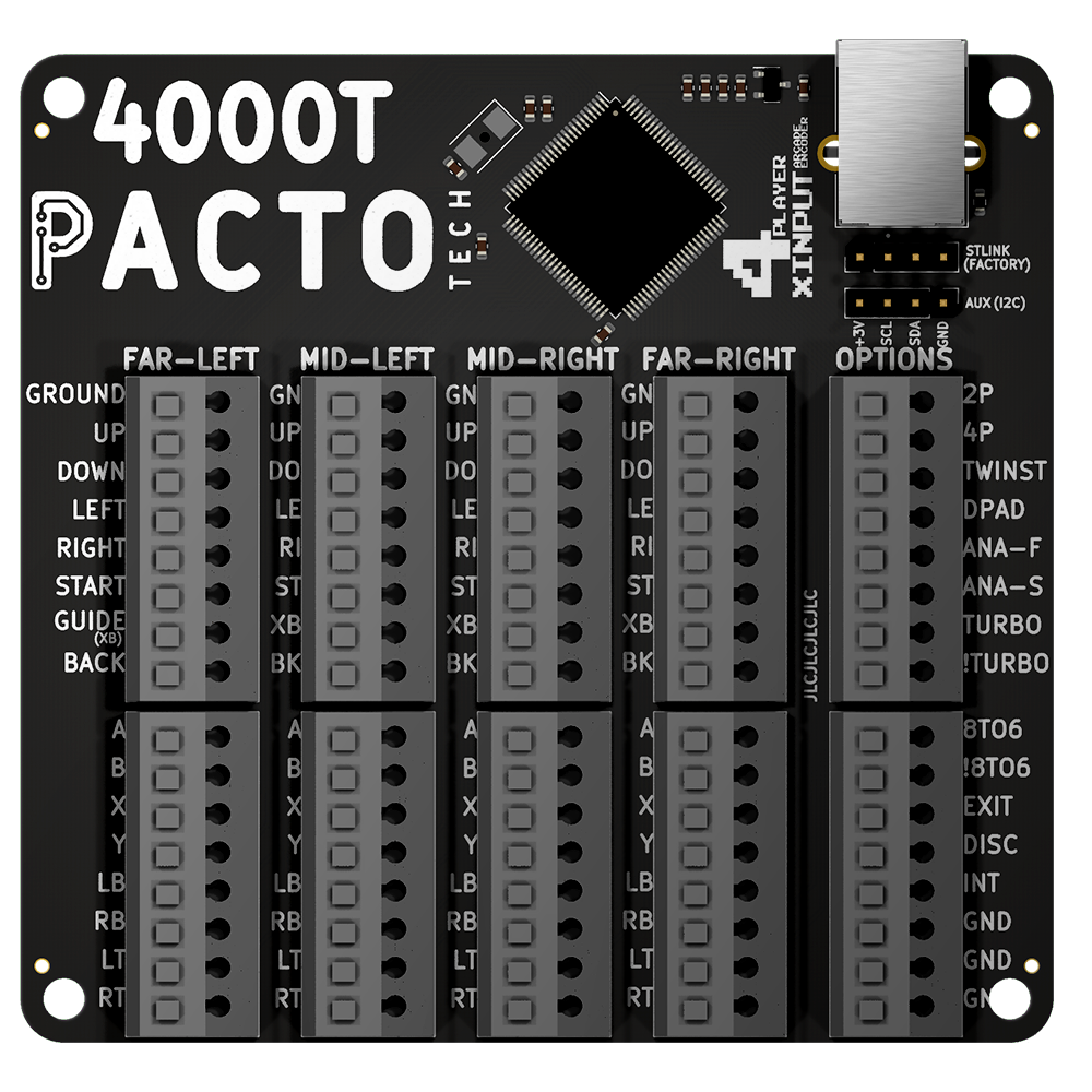 Pacto Tech 4000T - 4 Player Control Interface for Arcade Cabinets (supports Xinput Protocol)