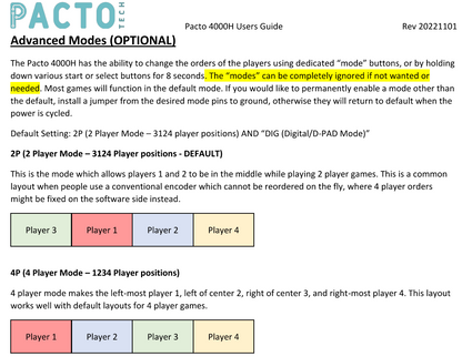 Pacto Tech 4000H - 4 Player Control Interface for Arcade Cabinets (supports Xinput Protocol)