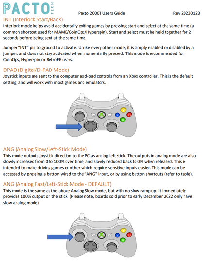 Pacto Tech 2000T- 2 Player Control Interface for Arcade Cabinets (Supports Xinput Protocol)