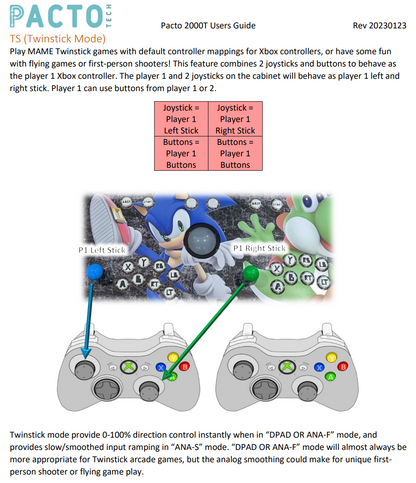 Pacto Tech 2000T- 2 Player Control Interface for Arcade Cabinets (Supports Xinput Protocol)