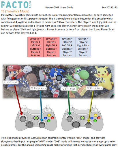 Pacto Tech 4000T - 4 Player Control Interface for Arcade Cabinets (supports Xinput Protocol)