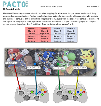 Pacto Tech 4000H - 4 Player Control Interface for Arcade Cabinets (supports Xinput Protocol)